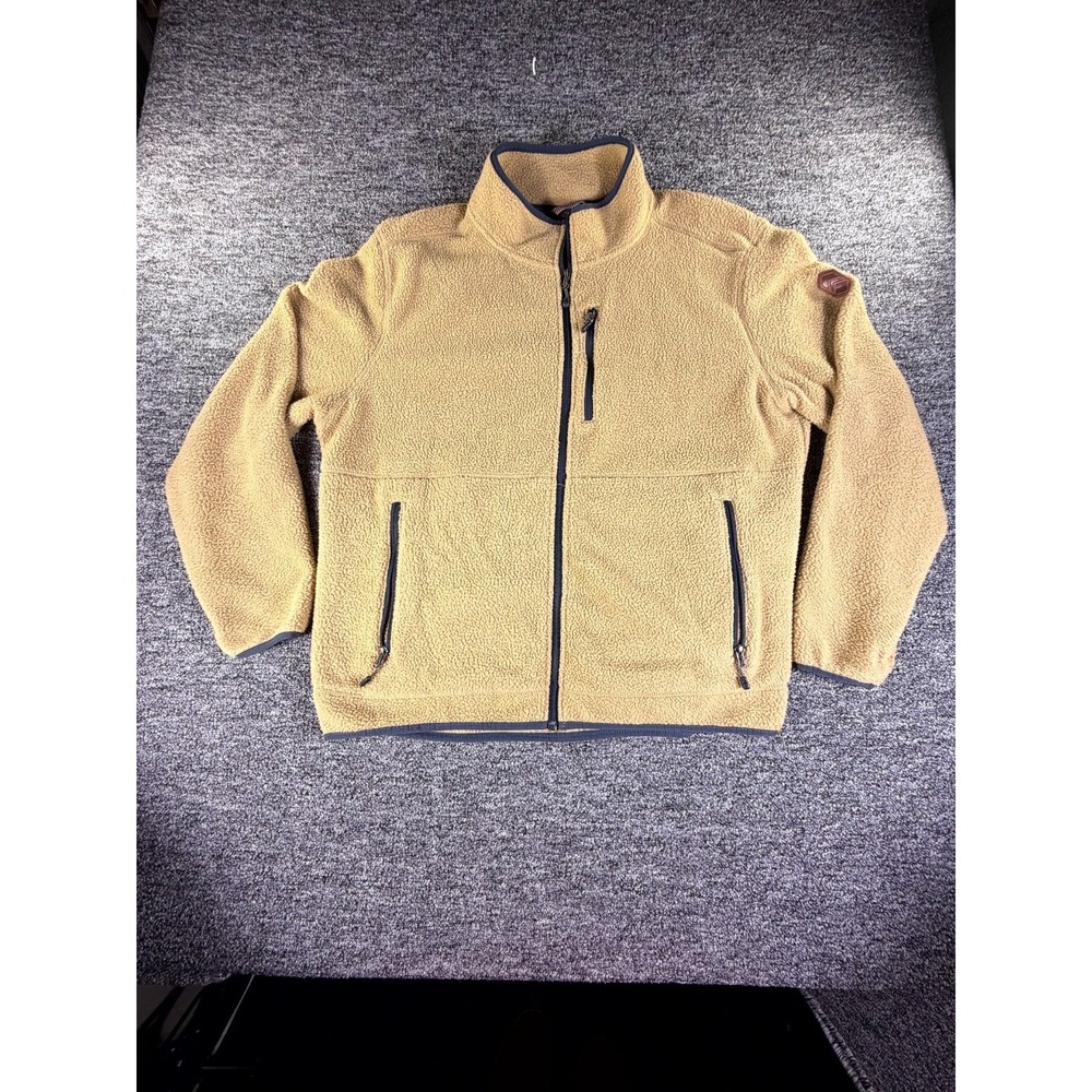 Free Country Fleece Jacket Mens 2XL 50-52 Camel Long Sleeve Full Zip Winter